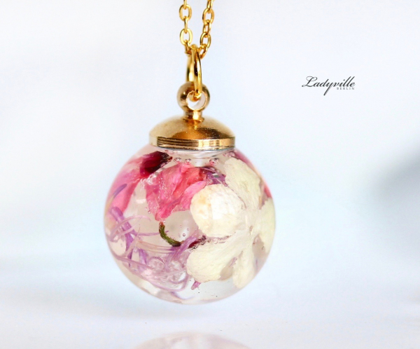 Schmuckset Ladyville echte Blüten Hochzeitsschmuck individueller Schmuck Geschenk 925 Sterling Silber Gold